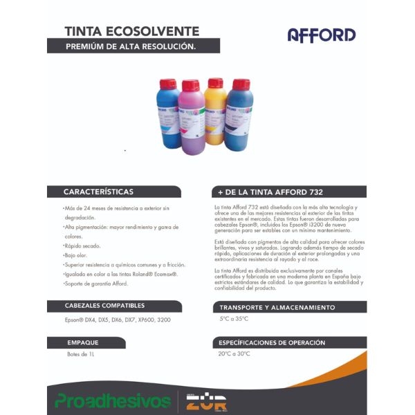 Tintas Zur Elite Ecosolvente de alta calidad 